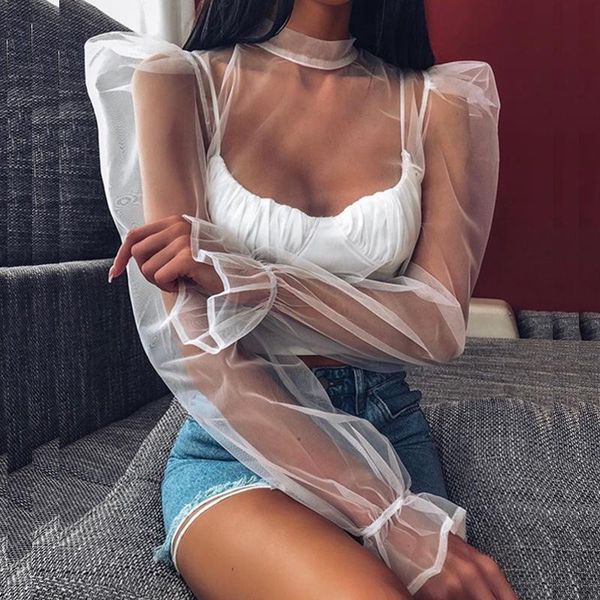 women's blouses & shirts organ tulle crop blouse mesh puff sleeve white chic summer beach blusa transparent pullovers
women's blouses & shirts organ tulle crop blouse mesh puff sleeve white chic summer beach blusa transparent pullovers