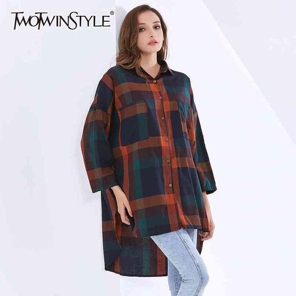 patchwork plaid shirts for women lapel collar long sleeve hit color split plus size loose blouses female 210524, White
patchwork plaid shirts for women lapel collar long sleeve hit color split plus size loose blouses female 210524, White