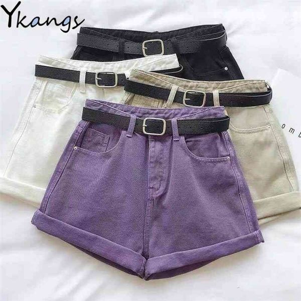women purple denim shorts with belt classic black vintage high waist wide leg female caual summer ladies loose jeans 210621, White;black
women purple denim shorts with belt classic black vintage high waist wide leg female caual summer ladies loose jeans 210621, White;black