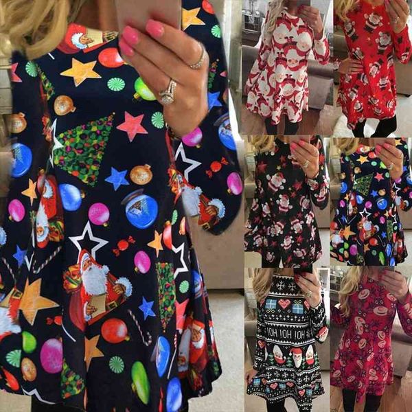 Christmas Dress Women Cute Cartoon Christmas Tree Snowman Mini Dress Autumn Winter Long Sleeve A-line Party Dresses Robe, Black;gray
Christmas Dress Women Cute Cartoon Christmas Tree Snowman Mini Dress Autumn Winter Long Sleeve A-line Party Dresses Robe, Black;gray