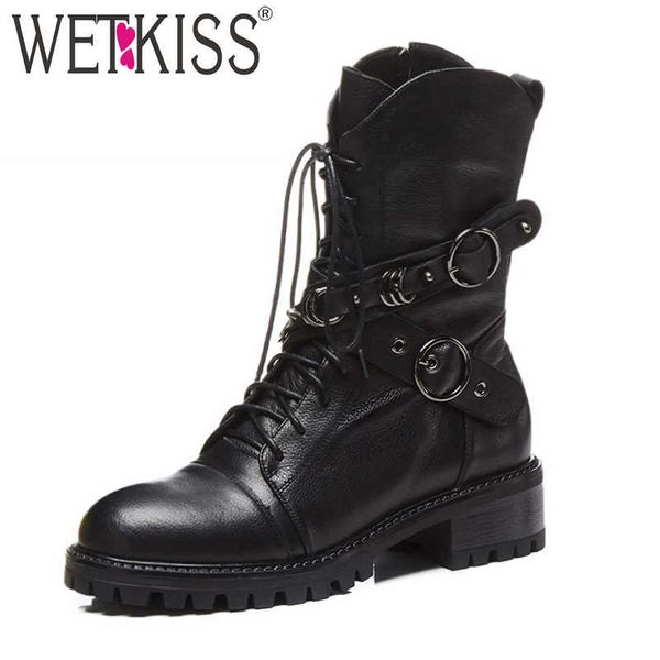 wetkiss thick med heels cow leather women punk boots round toe footwear motorcycle ladies boot army shoes woman winter 210630, Black
wetkiss thick med heels cow leather women punk boots round toe footwear motorcycle ladies boot army shoes woman winter 210630, Black