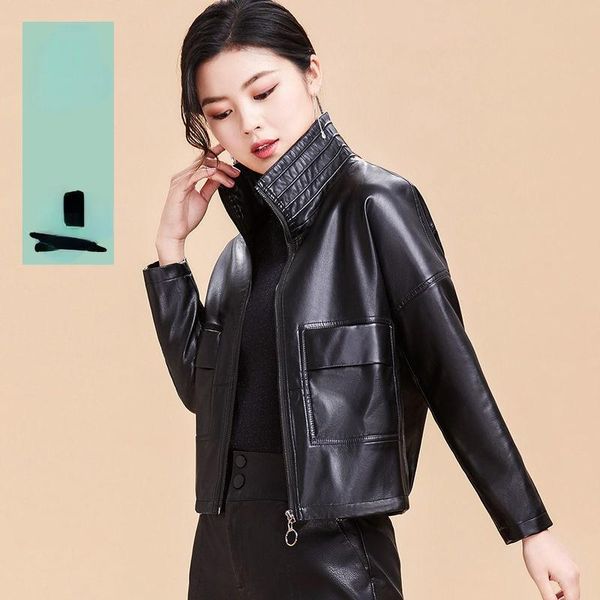 women's leather & faux 2021 spring autumn women short pu jacket female slim fashion punk outwear ladies motorcycle coat h1136, Black
women's leather & faux 2021 spring autumn women short pu jacket female slim fashion punk outwear ladies motorcycle coat h1136, Black