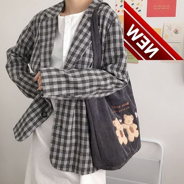 women corduroy shoulder bag lucky bears embroidery striped canvas handbag eco cloth tote cute soft shopping bags for ladies
women corduroy shoulder bag lucky bears embroidery striped canvas handbag eco cloth tote cute soft shopping bags for ladies