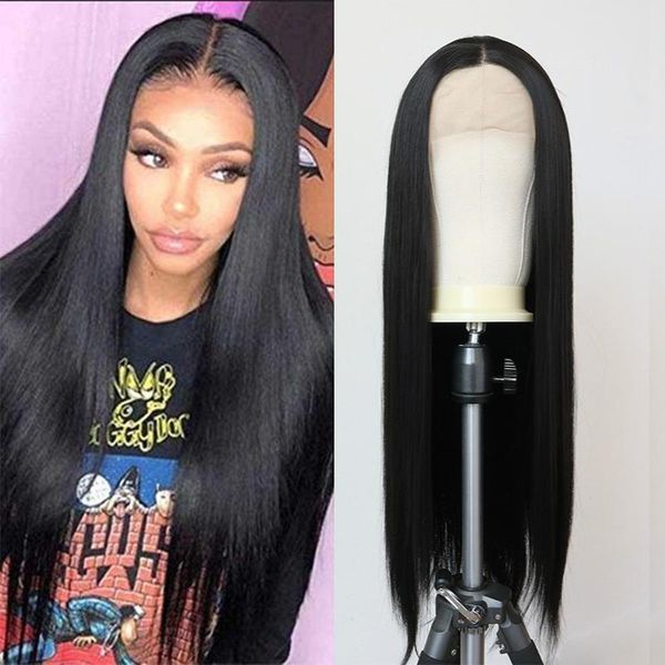synthetic wigs lace front silky straight for women heat resistant fiber hair glueless daily wig middle part, Black
synthetic wigs lace front silky straight for women heat resistant fiber hair glueless daily wig middle part, Black