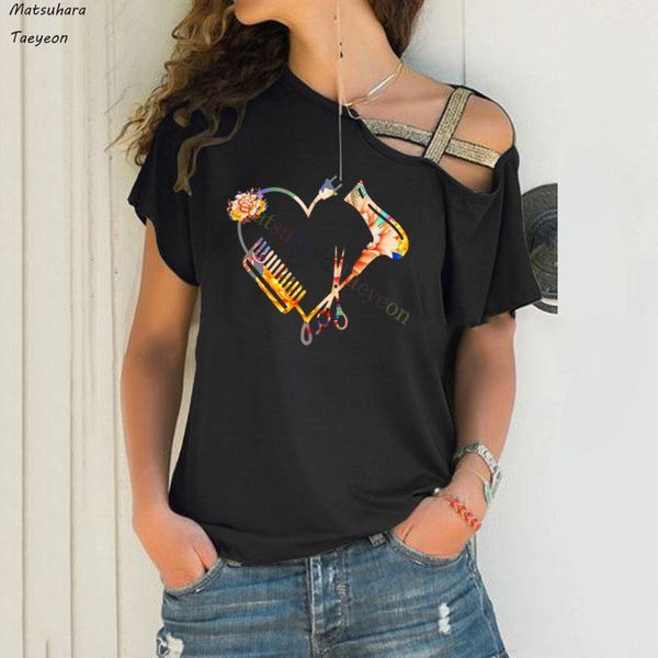 women's t-shirt flower hairdresser shirt hairtylist irregular skew cross bandage tees t for women hairstylist gift harajuku, White
women's t-shirt flower hairdresser shirt hairtylist irregular skew cross bandage tees t for women hairstylist gift harajuku, White
