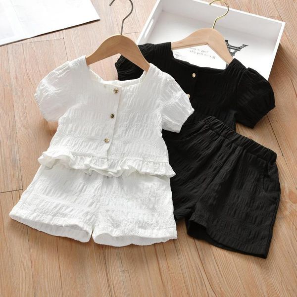 clothing sets two-piece children's summer solid square collar button + shorts fashion kids girls boutique outfits 2-7y, White
clothing sets two-piece children's summer solid square collar button + shorts fashion kids girls boutique outfits 2-7y, White