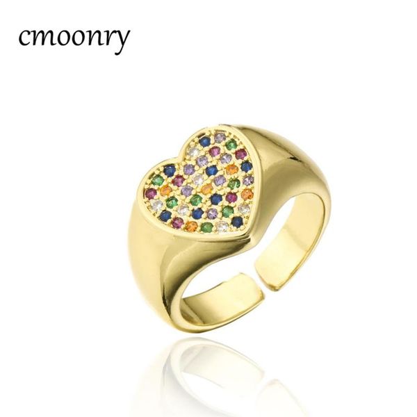cluster rings cmoonry colourful cz stone mixed pave setting wedding ring for women 2021 fashion gold color heart open femme bijoux gift, Golden;silver
cluster rings cmoonry colourful cz stone mixed pave setting wedding ring for women 2021 fashion gold color heart open femme bijoux gift, Golden;silver