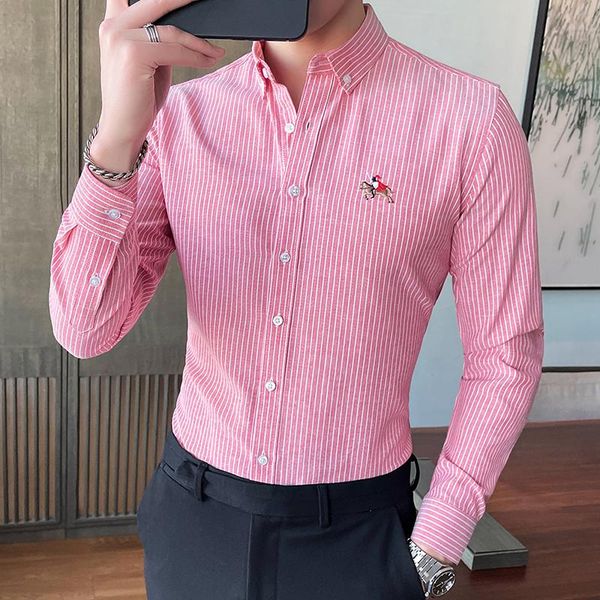 men's casual shirts summer stripe long sleeve 2021 single fine fit dress embroidered, White;black
men's casual shirts summer stripe long sleeve 2021 single fine fit dress embroidered, White;black