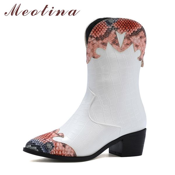 meotina snake print high heels western boots women shoes pointed toe zipper chunky heels mid calf boots ladies winter golden 43 210520, Black
meotina snake print high heels western boots women shoes pointed toe zipper chunky heels mid calf boots ladies winter golden 43 210520, Black