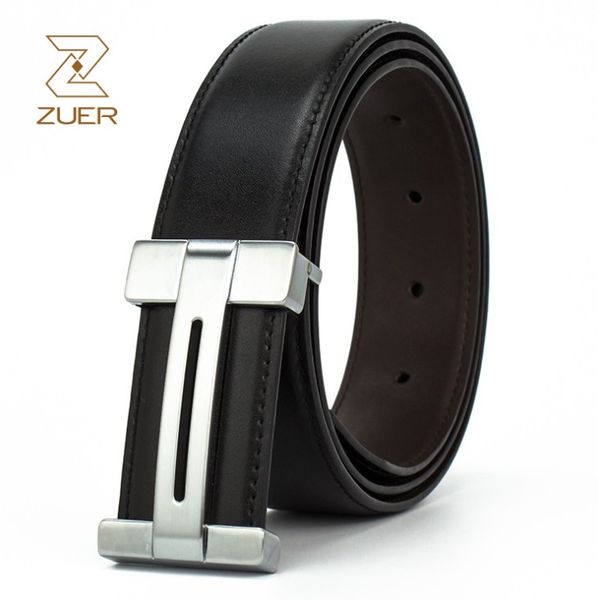 

Belt for Man Woman Fashion Smooth Buckle Design ZUER Belts Genuine Cowhide 3 Color Highly Quality