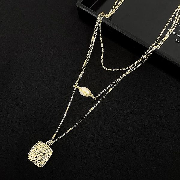 pendant necklaces elegant irregular metal square coin necklace for women ladies gold color multi layers thin chain accessories, Silver
pendant necklaces elegant irregular metal square coin necklace for women ladies gold color multi layers thin chain accessories, Silver