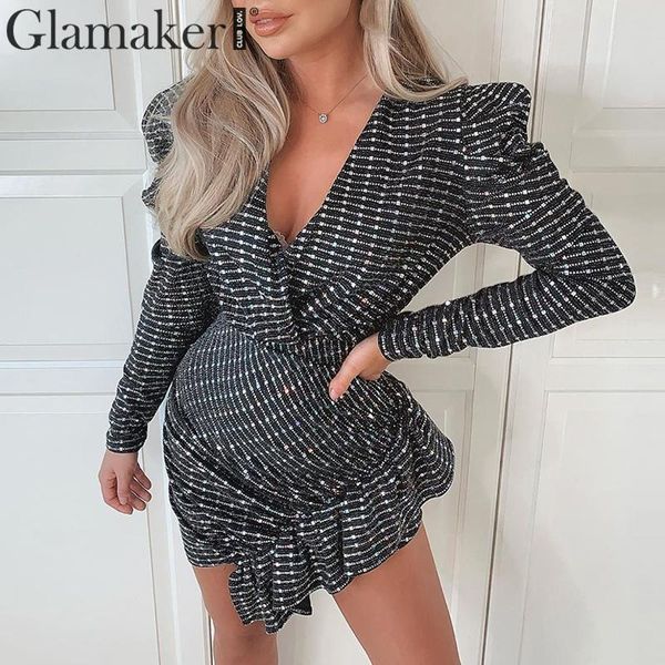 glamaker knitted v neck bodycon dress women long puff sleeve patchwork ruffles elegant mini dress female autumnwinter dress 210414, Black;gray
glamaker knitted v neck bodycon dress women long puff sleeve patchwork ruffles elegant mini dress female autumnwinter dress 210414, Black;gray