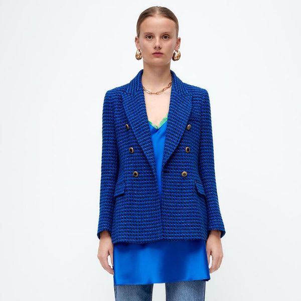 women's suits & blazers 2021 autumn suit texture blue jacket women fashion, White;black
women's suits & blazers 2021 autumn suit texture blue jacket women fashion, White;black