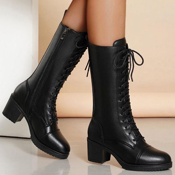 boots women fashion british style winter warm zipper lace-up long female all-match heel height shoes motorcycle, Black 
boots women fashion british style winter warm zipper lace-up long female all-match heel height shoes motorcycle, Black
