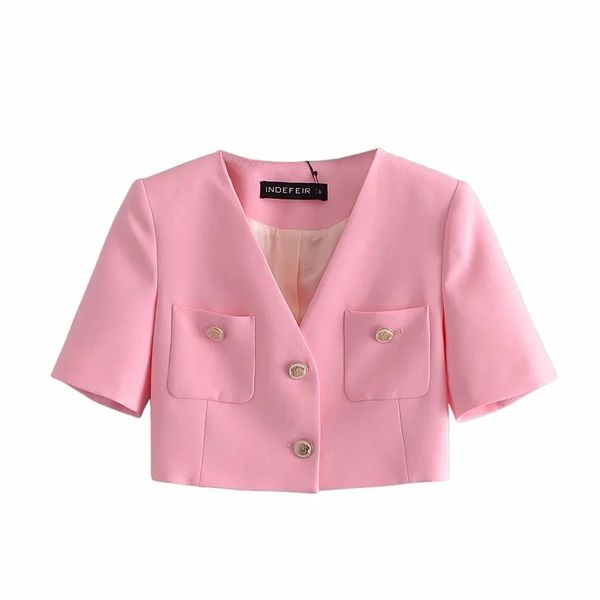 elegant women pink tweed cropped blazer jacket summer single breasted double pockets short sleeve jacket coat chic 210521, White;black
elegant women pink tweed cropped blazer jacket summer single breasted double pockets short sleeve jacket coat chic 210521, White;black