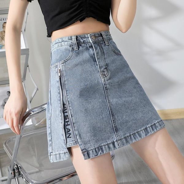 skirts casual high waist denim women summer light blue solid pockets side split zipper all-matched jeans skirt letter embroidery, Black
skirts casual high waist denim women summer light blue solid pockets side split zipper all-matched jeans skirt letter embroidery, Black