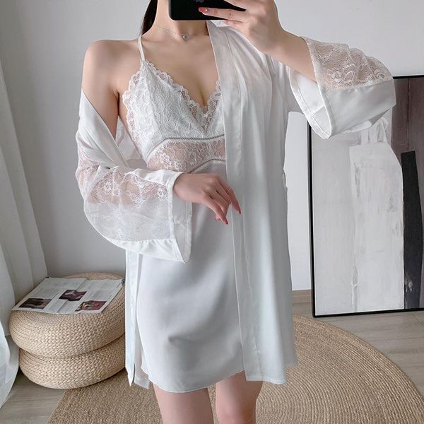 women's sleepwear 2pcs women v-neck twinset robe set lace hollow out sleep suit kimono gown silky nighty&robe loose home wear, Black;red
women's sleepwear 2pcs women v-neck twinset robe set lace hollow out sleep suit kimono gown silky nighty&robe loose home wear, Black;red