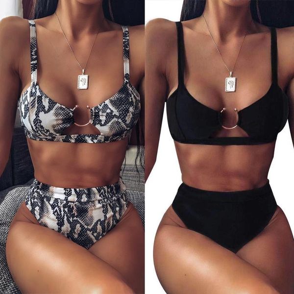 women's swimwear 2021 summer bikini set women high waist leopard snake print split swimsuit push up bandeau thong brazilian biquini, White;black
women's swimwear 2021 summer bikini set women high waist leopard snake print split swimsuit push up bandeau thong brazilian biquini, White;black