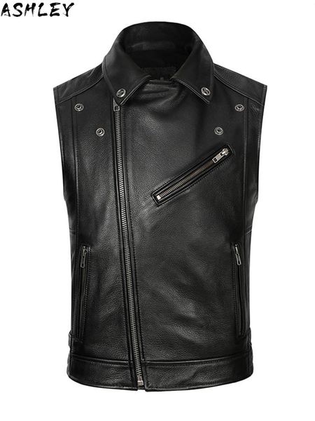 black men 2021 slim fit biker's leather vest plus size xxxxl genuine cowhide autumn short motorcycle men's vests, Black;white
black men 2021 slim fit biker's leather vest plus size xxxxl genuine cowhide autumn short motorcycle men's vests, Black;white