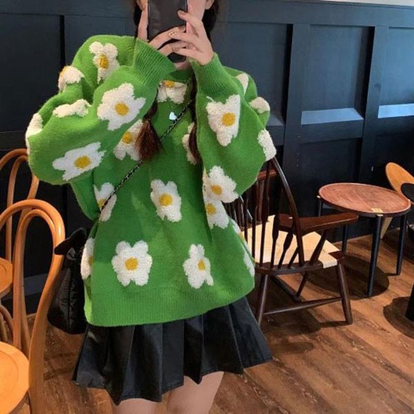 women's sweaters age reducing three-dimensional jacquard pullover long sleeve sweater lazy loose in winter women, White;black
women's sweaters age reducing three-dimensional jacquard pullover long sleeve sweater lazy loose in winter women, White;black