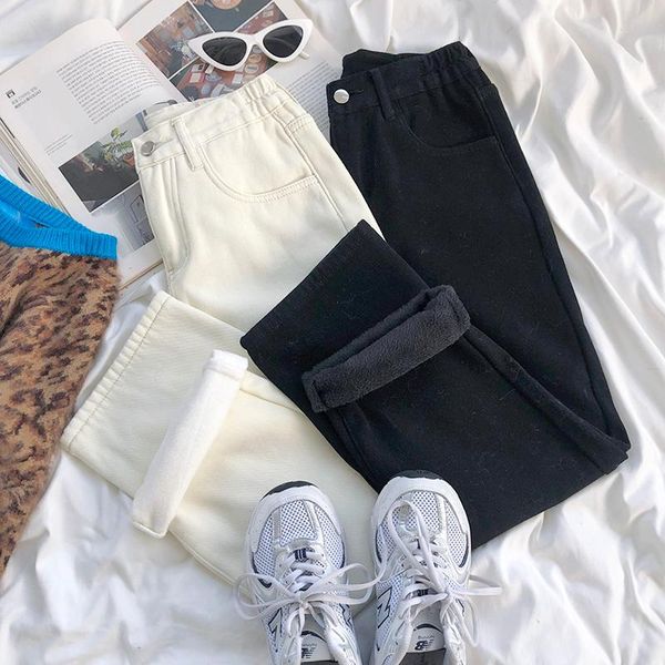 thicken warm long jeans women casual korean style streetwear pockets high waist staright bottom solid chic female denim trousers women', Blue
thicken warm long jeans women casual korean style streetwear pockets high waist staright bottom solid chic female denim trousers women', Blue