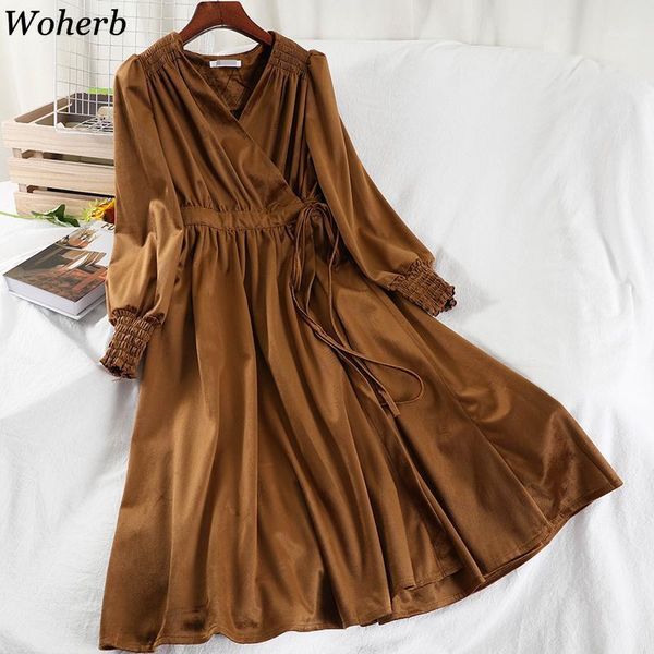 woherb v-neck pleated dresses women vintage korean vestidos 2021 fall clothes robe slim waist split temperament midi dress 4g137 casual, Black;gray
woherb v-neck pleated dresses women vintage korean vestidos 2021 fall clothes robe slim waist split temperament midi dress 4g137 casual, Black;gray