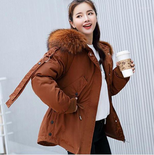 women's down & parkas mujer 2021 short winter jacket women hooded coat loose parka fur collar cotton padded, Black
women's down & parkas mujer 2021 short winter jacket women hooded coat loose parka fur collar cotton padded, Black