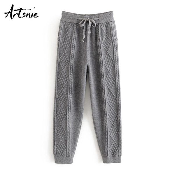 women's pants & capris artsnie gray casual knitted women autumn 2021 streetwear drawstring high waist loose winter warm pencil mujer, Black;white
women's pants & capris artsnie gray casual knitted women autumn 2021 streetwear drawstring high waist loose winter warm pencil mujer, Black;white