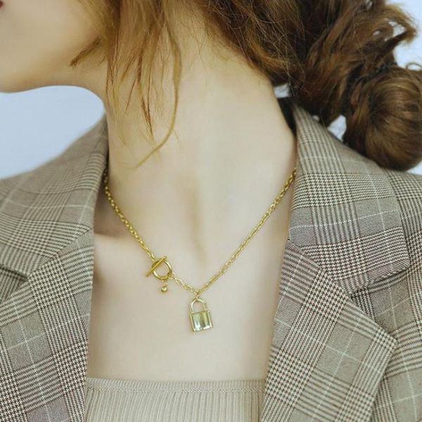 pendant necklaces trendy metal plating lock necklace titanium steel unique gold clavicle link chain for men women jewerly accessories gift, Silver
pendant necklaces trendy metal plating lock necklace titanium steel unique gold clavicle link chain for men women jewerly accessories gift, Silver