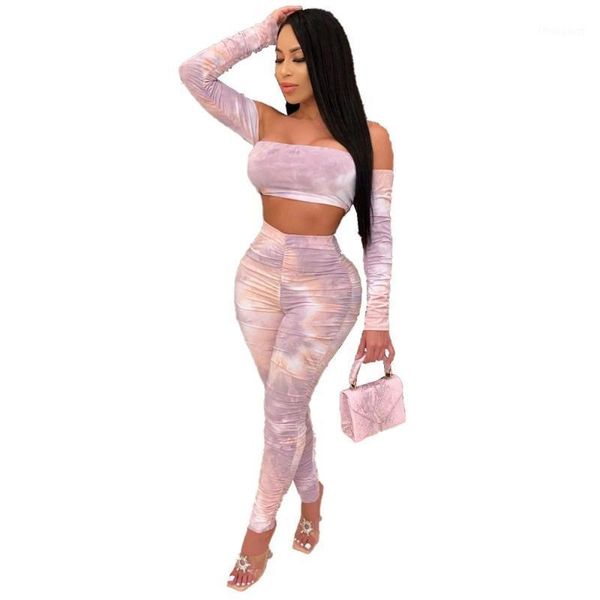 women's tracksuits adogirl strapless tie dye printed women set long sleeve off shoulder crop stacked jogger pants 2 pieces, Gray
women's tracksuits adogirl strapless tie dye printed women set long sleeve off shoulder crop stacked jogger pants 2 pieces, Gray
