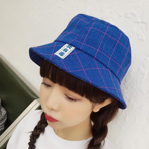cloches women striped lattice sun hat beach bucket women's caps couple cotton basin cap four seasons universal, Blue;gray
cloches women striped lattice sun hat beach bucket women's caps couple cotton basin cap four seasons universal, Blue;gray
