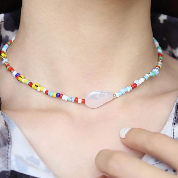 chains simple irregular pearl choker necklace women fashion seed beads stand of girl for party beach travel jewelry, Silver
chains simple irregular pearl choker necklace women fashion seed beads stand of girl for party beach travel jewelry, Silver