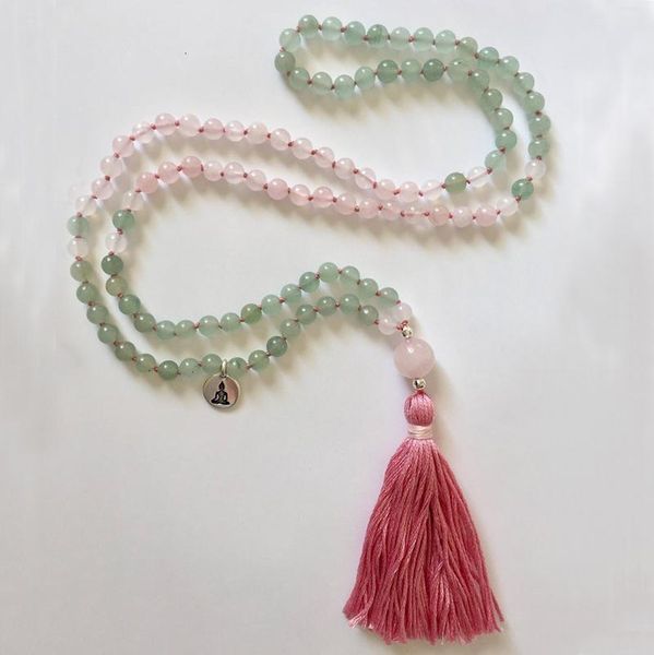tassel jewelry rose q-uartz and aventurine mala beads necklace boho 108 prayer with buddha charm chains, Silver
tassel jewelry rose q-uartz and aventurine mala beads necklace boho 108 prayer with buddha charm chains, Silver