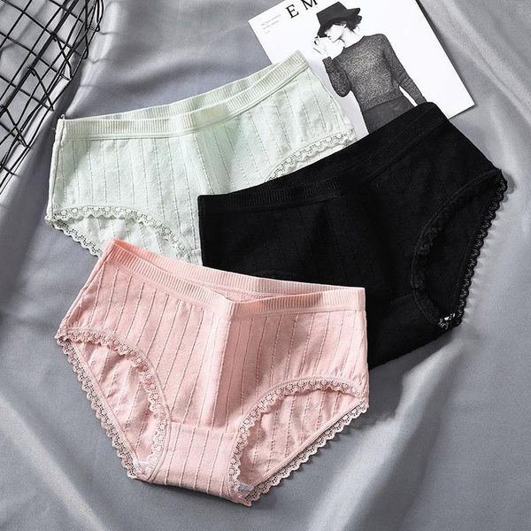 women's panties 2pcs cotton striped for women seamless mid-waist briefs underwear lace underpants breathable undies -xl, Black;pink
women's panties 2pcs cotton striped for women seamless mid-waist briefs underwear lace underpants breathable undies -xl, Black;pink
