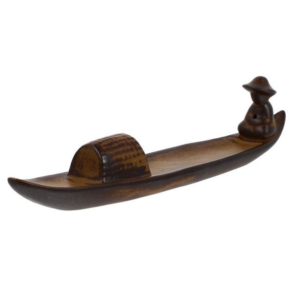 fragrance lamps 1pc boat incense burner vintage fisherman decor stick holder (light brown) 
fragrance lamps 1pc boat incense burner vintage fisherman decor stick holder (light brown)