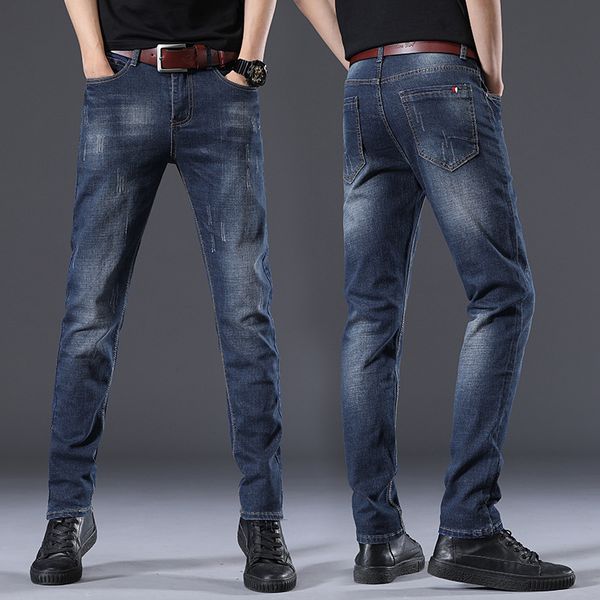 korean fashion spring and autumn slim fit elastic men's jeans long small leg pants, Blue
korean fashion spring and autumn slim fit elastic men's jeans long small leg pants, Blue