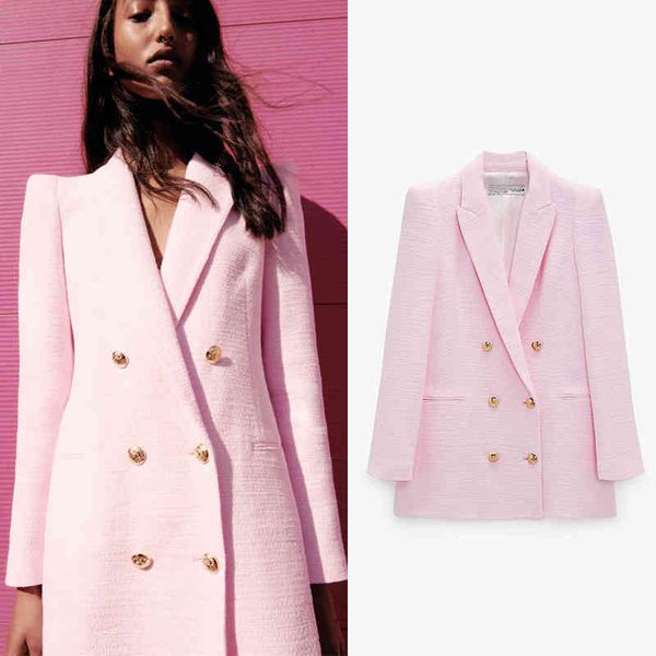 za est women blazer jacket spring autumn double breasted coat vintage long sleeve pockets female outerwear ol chic 210422, White;black
za est women blazer jacket spring autumn double breasted coat vintage long sleeve pockets female outerwear ol chic 210422, White;black