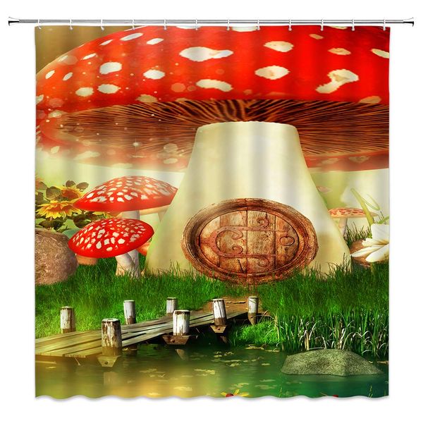red mushroom shower curtain decor meadow flower fairy tale fantasy nature theme rustic wooden bridge green fabric bath curtains
red mushroom shower curtain decor meadow flower fairy tale fantasy nature theme rustic wooden bridge green fabric bath curtains