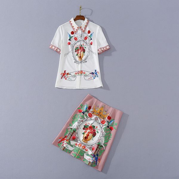 dress european and american women's clothing summer style printed shirt with short sleeves beaded skirt fashion suits qr1w, White
dress european and american women's clothing summer style printed shirt with short sleeves beaded skirt fashion suits qr1w, White