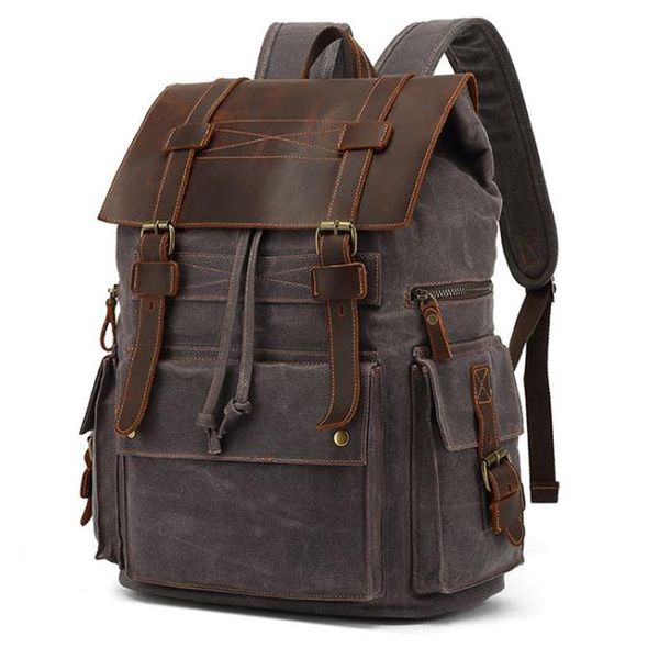 backpack fashion men's vintage waxed canvas leather school bag men travel large capacity laptop
backpack fashion men's vintage waxed canvas leather school bag men travel large capacity laptop