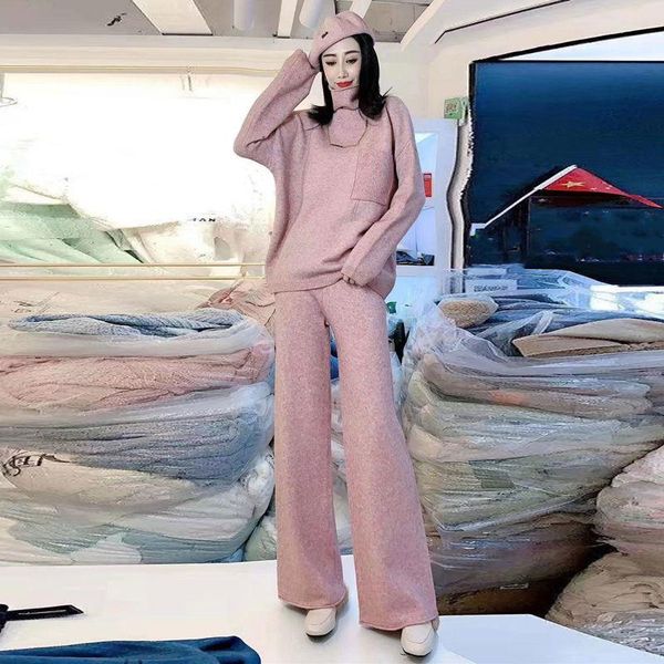 women's two piece pants 2021 autumn winter women casual solid set lady turtleneck long sleeve sweater & wide leg female knitted 2 piece, White
women's two piece pants 2021 autumn winter women casual solid set lady turtleneck long sleeve sweater & wide leg female knitted 2 piece, White