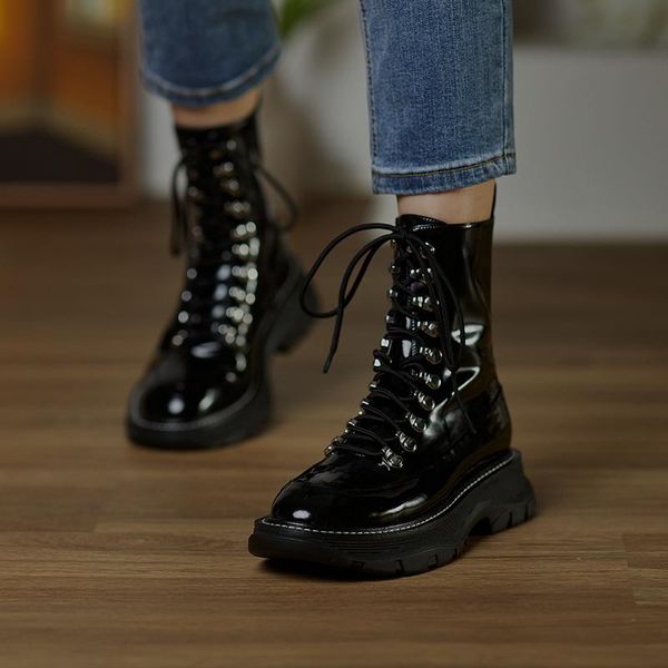 boots eshtonshero female genuine leather women lace up fashion round toe mixed color winter shoes size 3-8, Black
boots eshtonshero female genuine leather women lace up fashion round toe mixed color winter shoes size 3-8, Black