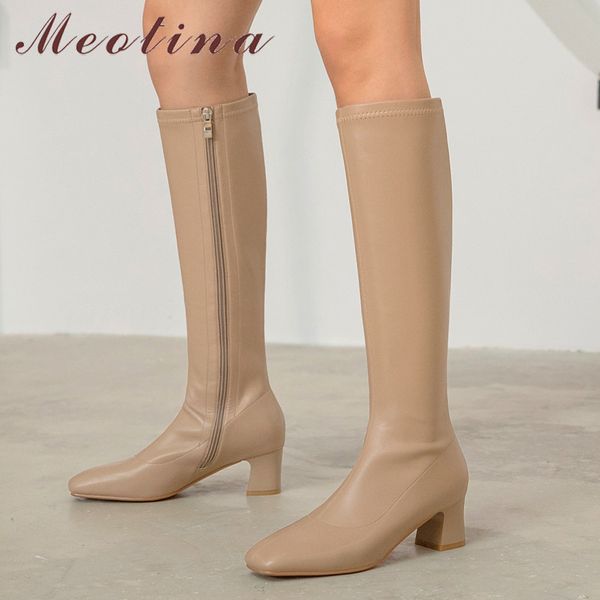 meotina knee high boots women genuine leather block heels long boots shoes square toe high heel zipper boots female apricot 40 210520, Black
meotina knee high boots women genuine leather block heels long boots shoes square toe high heel zipper boots female apricot 40 210520, Black