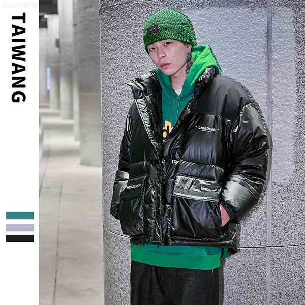 down jacket men's 2021 winter tide brand loose large pocket printed down, Black;white
down jacket men's 2021 winter tide brand loose large pocket printed down, Black;white