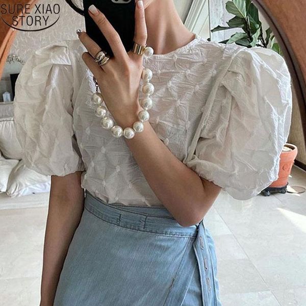 women's blouses & shirts 2021 fashion bubble sleeve summer o neck shirt korean pleated blouse elegant folds loose blusas mujer 15369, White
women's blouses & shirts 2021 fashion bubble sleeve summer o neck shirt korean pleated blouse elegant folds loose blusas mujer 15369, White