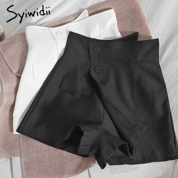 syiwidii breasted irregular high waist women's shorts skirts casual solid black white spring summer korean fashion shorts 210417, White;black
syiwidii breasted irregular high waist women's shorts skirts casual solid black white spring summer korean fashion shorts 210417, White;black