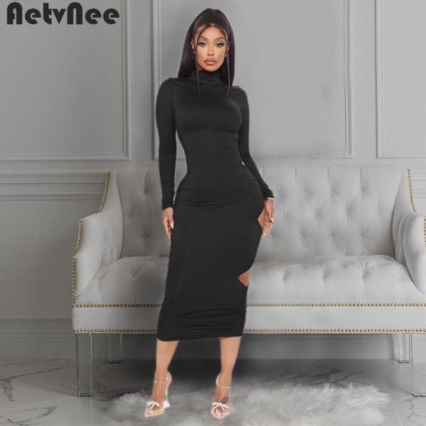 casual dresses aetvnee solid midi dress for women 2021 autumn hollow out backless long sleeve turtleneck bodycon clubwear clothing, Black;gray
casual dresses aetvnee solid midi dress for women 2021 autumn hollow out backless long sleeve turtleneck bodycon clubwear clothing, Black;gray