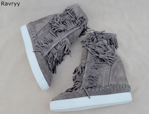 boots autumn fashion suede leather women height increasing wedges ankle lace up straped fringe decor female short, Black
boots autumn fashion suede leather women height increasing wedges ankle lace up straped fringe decor female short, Black