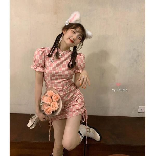 cheongsam dress french retro female xia yujie temperament slim small plaid skirt casual dresses, Black;gray
cheongsam dress french retro female xia yujie temperament slim small plaid skirt casual dresses, Black;gray