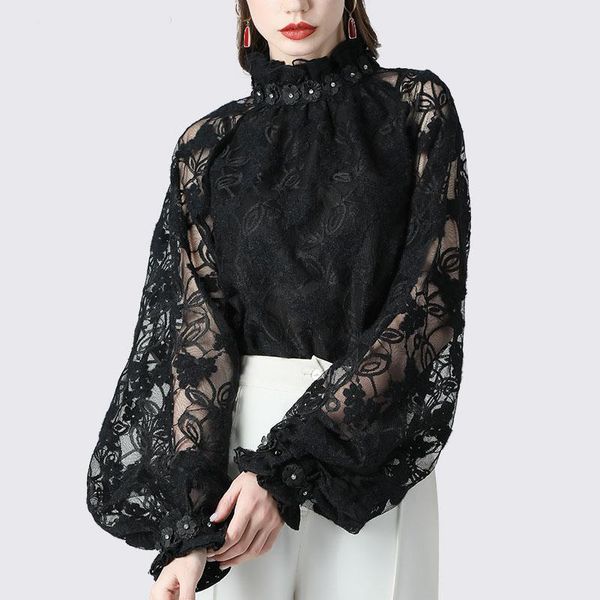 ladies embroidery floral blouses see through lantern long sleeve cotton stand collar loose plus size women black lace blouse women's &, White
ladies embroidery floral blouses see through lantern long sleeve cotton stand collar loose plus size women black lace blouse women's &, White